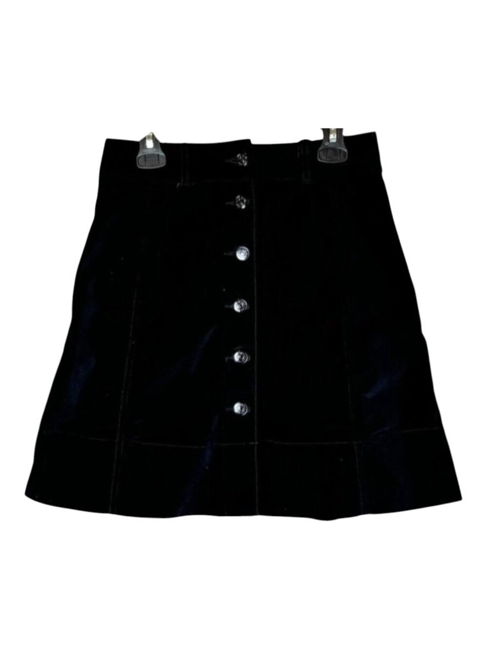 Kate Spade Broome Street Skirt Women 00 Black Velvet Button Front A Line Mini